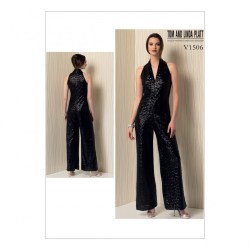 1504 Vogue Tom Linda Platt Easy Lined Wide Leg Sleeveless Zippy Jumpsuit Pattern XS-Med New